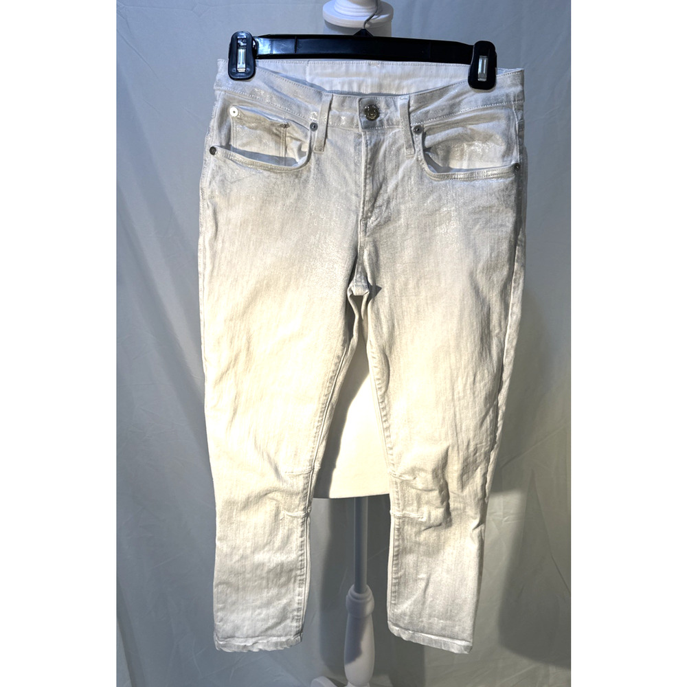 Helmut Lang Women’s Skinny Ankle Jeans Mid Rise Dingy White Denim Size 25 Luxury